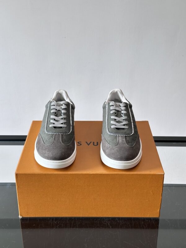 Louis Vuitton Dark Grey Monogram Print Silver-Heel Low-Top Sneaker