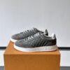 Louis Vuitton Dark Grey Monogram Print Silver-Heel Low-Top Sneaker