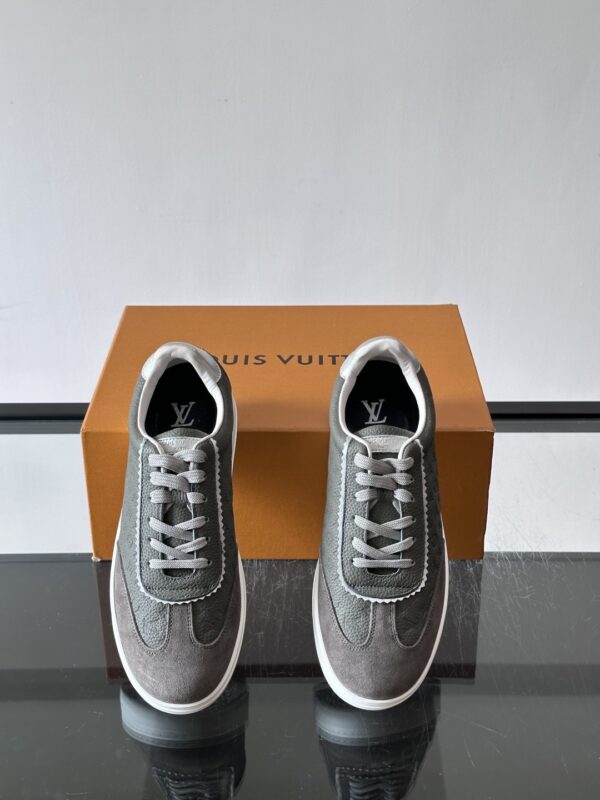 Louis Vuitton Dark Grey Monogram Print Silver-Heel Low-Top Sneaker