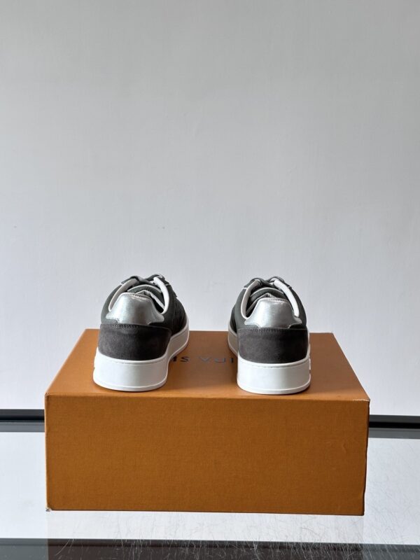 Louis Vuitton Dark Grey Monogram Print Silver-Heel Low-Top Sneaker
