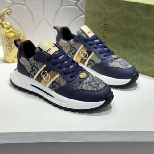 sy_no_D1B4E71825D2073BB62F589BB203C7F4_0 Gucci Navy GG Monogram Web Stripe Low-Top Sneaker