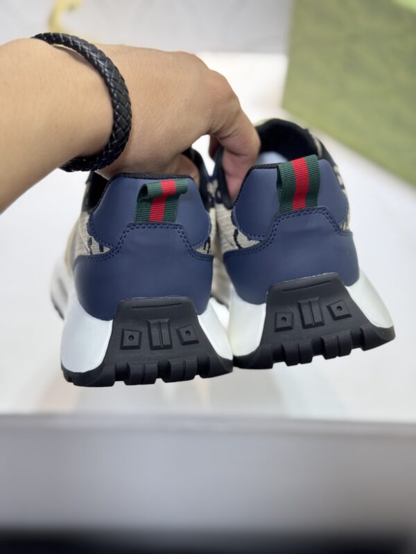 Gucci Navy GG Monogram Web Stripe Low-Top Sneaker