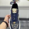 Gucci Navy GG Monogram Web Stripe Low-Top Sneaker
