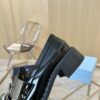 Prada Black Patent Metal Ring Pearl Block-Heel Loafer
