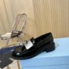 Prada Black Patent Metal Ring Pearl Block-Heel Loafer