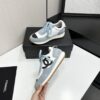 sy_no_D424E62A710CB81066D5EC9BBB4216D9_2 Chanel Light Blue and White Low-Top Sneaker with Suede Detailing and Black CC Logo