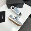sy_no_D424E62A710CB81066D5EC9BBB4216D9_7 Chanel Light Blue and White Low-Top Sneaker with Suede Detailing and Black CC Logo