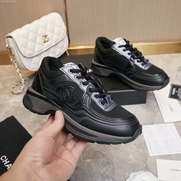 sy_no_D4D94F36393A49C2CAE78EF63687F44D_4 Chanel Black Mesh and Metallic Low-Top Chunky Sneaker with CC Logo