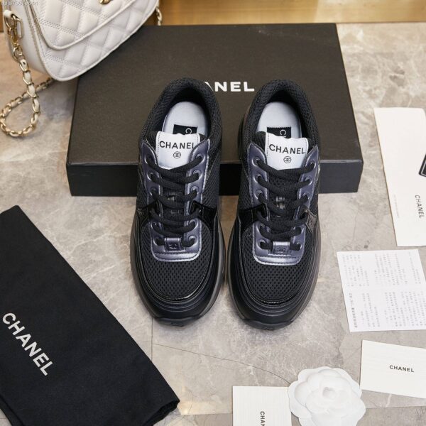 sy_no_D4D94F36393A49C2CAE78EF63687F44D_5 Chanel Black Mesh and Metallic Low-Top Chunky Sneaker with CC Logo