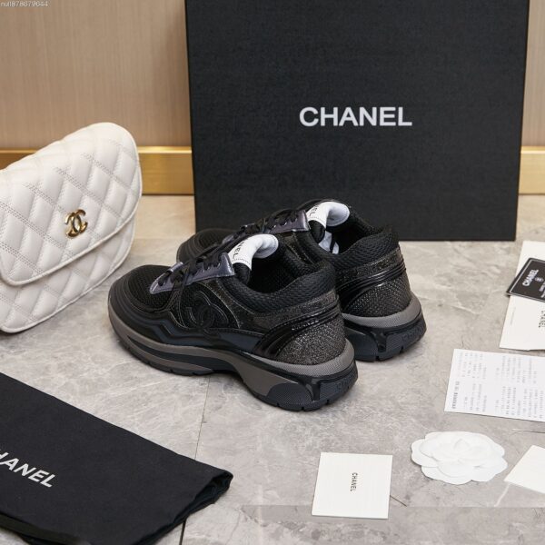 sy_no_D4D94F36393A49C2CAE78EF63687F44D_8 Chanel Black Mesh and Metallic Low-Top Chunky Sneaker with CC Logo