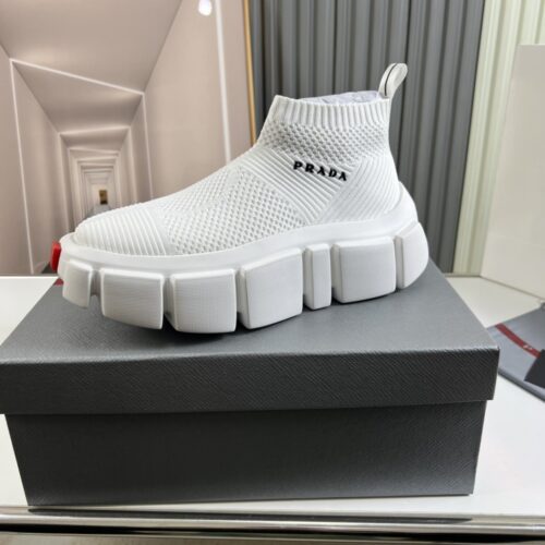 sy_no_D5C22AFA025CF6F465118B3ABEE83320_0 Prada Knit Sock Platform High-Top Sneaker White-Knit-Boot