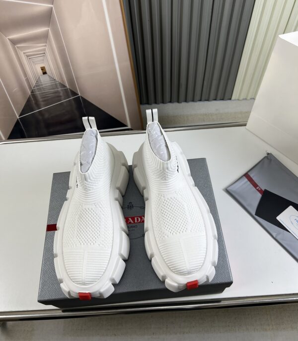 Prada Knit Sock Platform High-Top Sneaker White-Knit-Boot