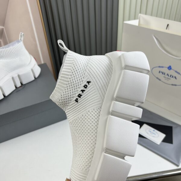 Prada Knit Sock Platform High-Top Sneaker White-Knit-Boot