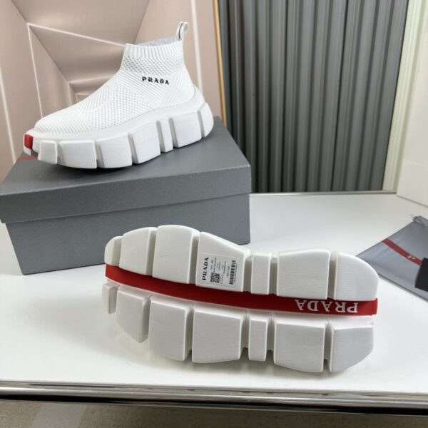 Prada Knit Sock Platform High-Top Sneaker White-Knit-Boot