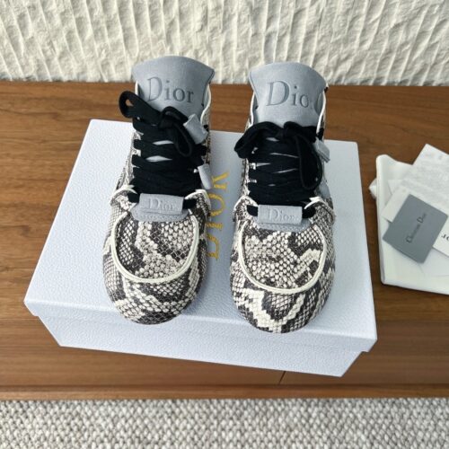 Dior Snake Print Mid-Top Lace-Up Sneaker