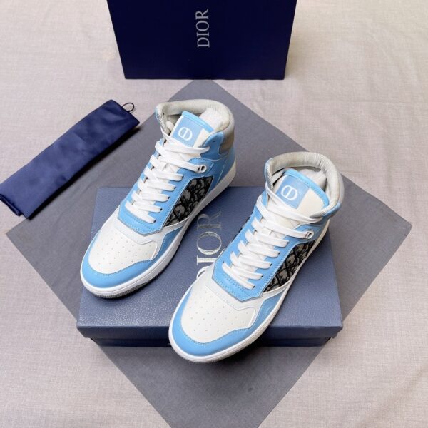 sy_no_D654821D0727A6269A857B0B6080AD38_2 Dior White-Light Blue Spliced B27 High-Top Sneaker