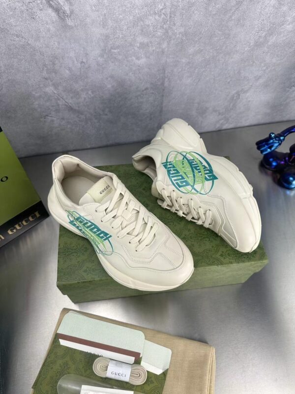 sy_no_D697672FD2C698AA7EF1D37EB1F6690D_8 Gucci Rhyton Oval Logo Sneaker in Off-White & Green