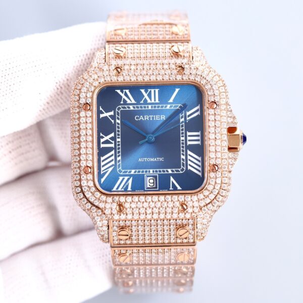 sy_no_D70996399B61D43B2EA015EA54851213_1 Cartier Sandus series automatic mechanical movement with diamond studded Roman scale men's watch