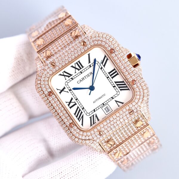 sy_no_D70996399B61D43B2EA015EA54851213_2 Cartier Sandus series automatic mechanical movement with diamond studded Roman scale men's watch