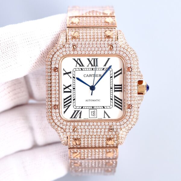 sy_no_D70996399B61D43B2EA015EA54851213_3 Cartier Sandus series automatic mechanical movement with diamond studded Roman scale men's watch