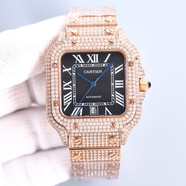 sy_no_D70996399B61D43B2EA015EA54851213_5 Cartier Sandus series automatic mechanical movement with diamond studded Roman scale men's watch