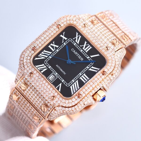 sy_no_D70996399B61D43B2EA015EA54851213_6 Cartier Sandus series automatic mechanical movement with diamond studded Roman scale men's watch