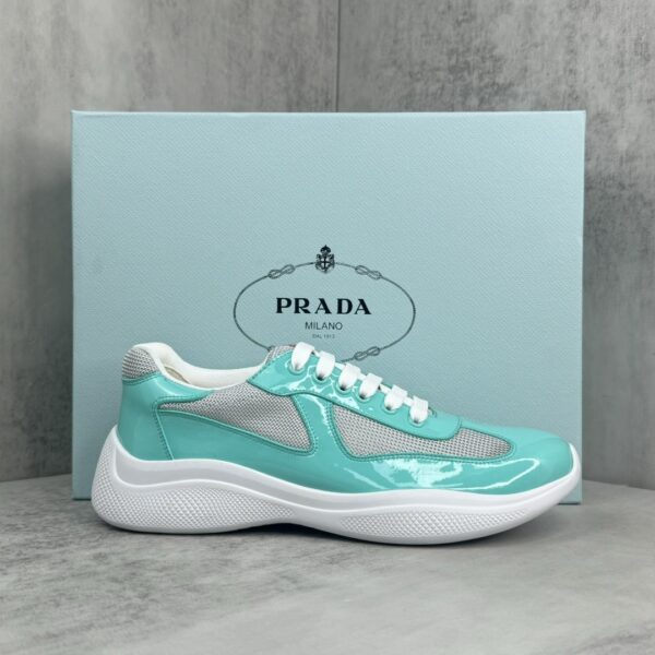 Prada America's Cup Mint Green Patent Mesh Sneaker