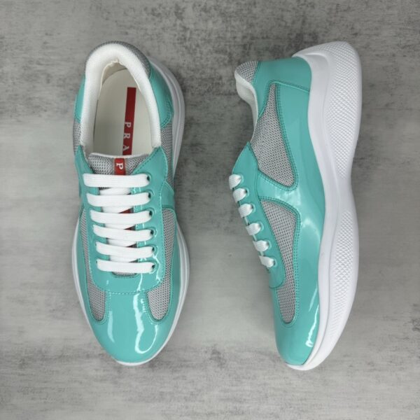 Prada America's Cup Mint Green Patent Mesh Sneaker