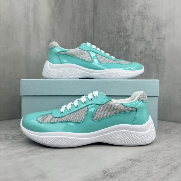 Prada America's Cup Mint Green Patent Mesh Sneaker