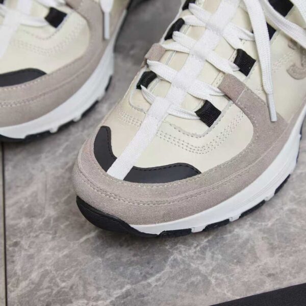 Chanel Off-White and Grey Low-Top Sneaker with Suede Detailing and CC Logo