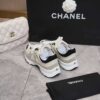 Chanel Off-White and Grey Low-Top Sneaker with Suede Detailing and CC Logo