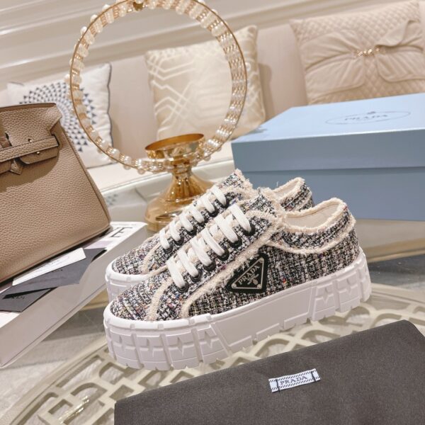 sy_no_D7EEA0309DE594CD34B64510BB09D3D3_1 Prada Tweed Fringe Chunky Platform Sneaker