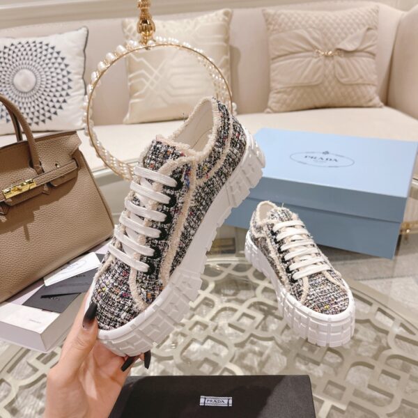sy_no_D7EEA0309DE594CD34B64510BB09D3D3_4 Prada Tweed Fringe Chunky Platform Sneaker