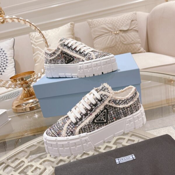 sy_no_D7EEA0309DE594CD34B64510BB09D3D3_5 Prada Tweed Fringe Chunky Platform Sneaker