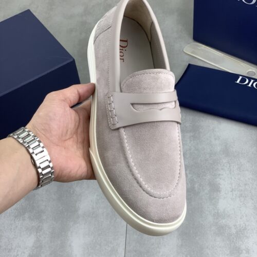 Dior Light Grey Suede Penny Loafer