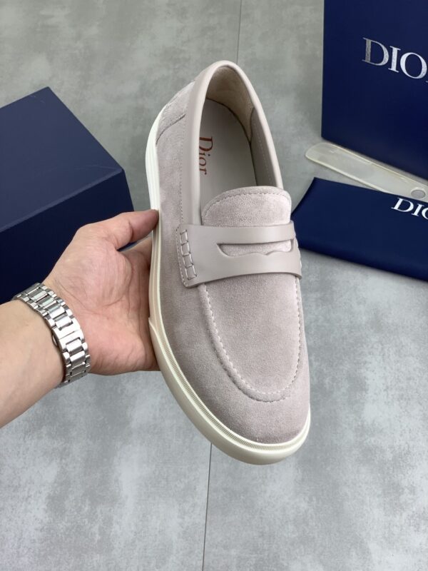 Dior Light Grey Suede Penny Loafer