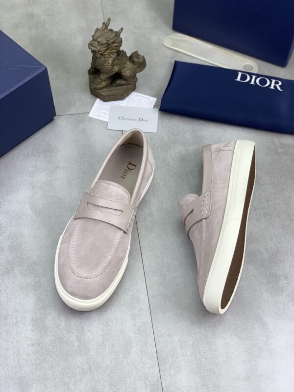 Dior Light Grey Suede Penny Loafer