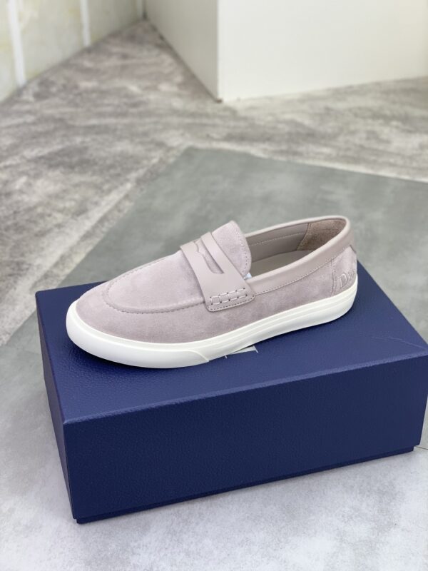 Dior Light Grey Suede Penny Loafer