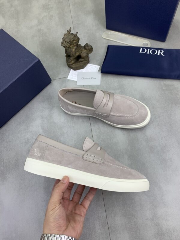 Dior Light Grey Suede Penny Loafer