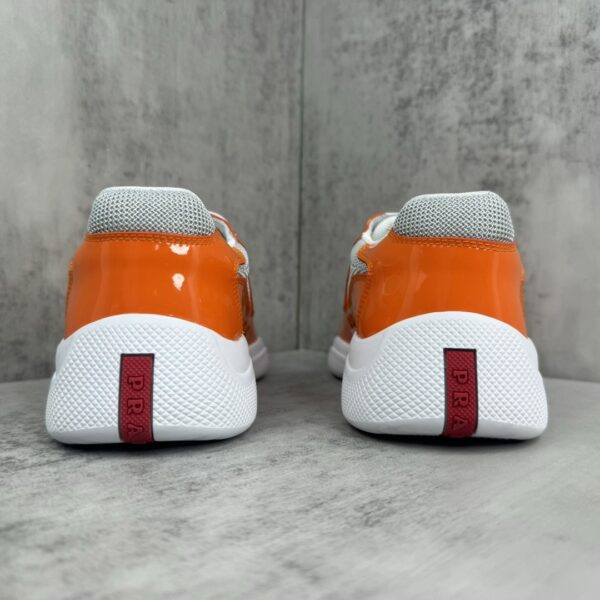 sy_no_D90EA8B549FAE975FDE79A1201CB9995_4 Prada America's Cup Orange Patent Mesh Sneaker