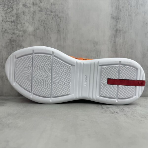 sy_no_D90EA8B549FAE975FDE79A1201CB9995_7 Prada America's Cup Orange Patent Mesh Sneaker