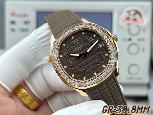 sy_no_DB5AF9BDE9F15EC78EC0C7FD827426DF_2 Patek Philippe AQUANAUT series automatic mechanical movement with diamond inlaid women's watch, Swiss watch, coffee colored dial