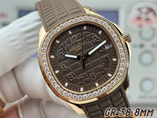 sy_no_DB5AF9BDE9F15EC78EC0C7FD827426DF_3 Patek Philippe AQUANAUT series automatic mechanical movement with diamond inlaid women's watch, Swiss watch, coffee colored dial
