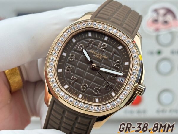 sy_no_DB5AF9BDE9F15EC78EC0C7FD827426DF_4 Patek Philippe AQUANAUT series automatic mechanical movement with diamond inlaid women's watch, Swiss watch, coffee colored dial