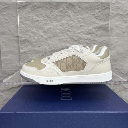 Dior Beige-Cream Leather Oblique Jacquard Low-Top Sneaker