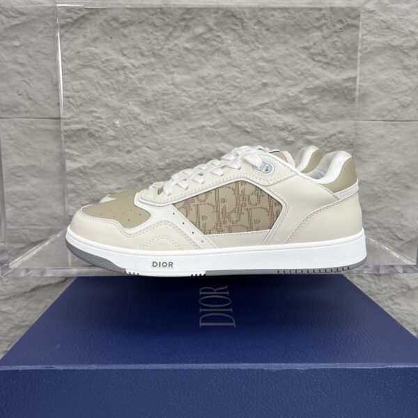 Dior Beige-Cream Leather Oblique Jacquard Low-Top Sneaker