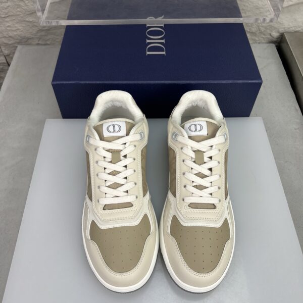 Dior Beige-Cream Leather Oblique Jacquard Low-Top Sneaker