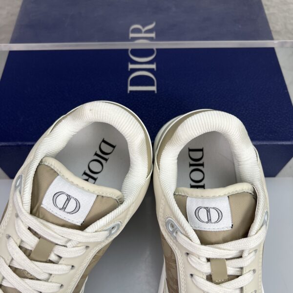 Dior Beige-Cream Leather Oblique Jacquard Low-Top Sneaker