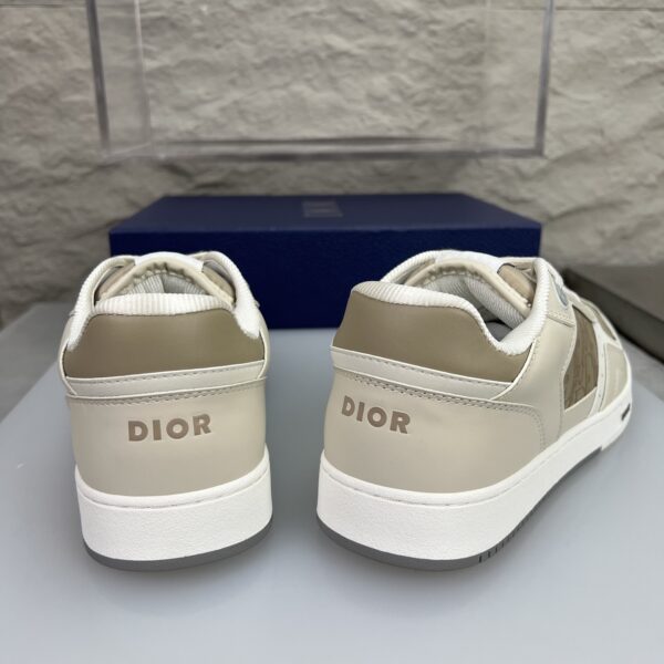 Dior Beige-Cream Leather Oblique Jacquard Low-Top Sneaker