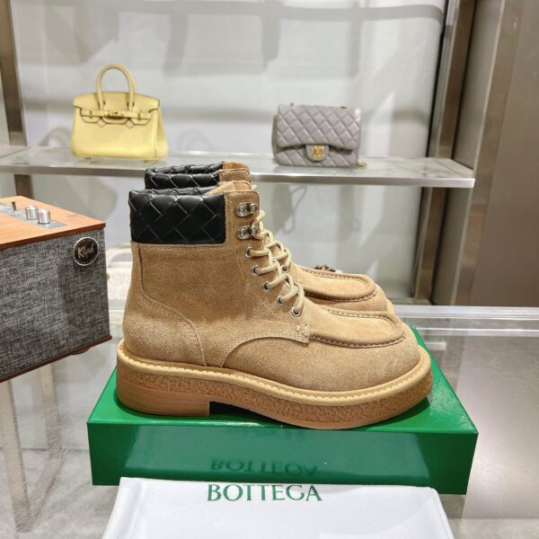 Bottega Veneta Khaki Suede Thick-Sole High-Top Boots
